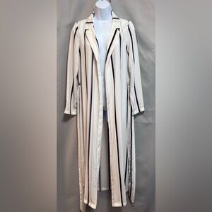 Guess Black Red Stripe Georgette Trench Kimono Longline Shirt Sz XS Women’s‎